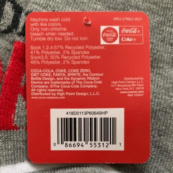 Women’s Size 4-10 “Coca-Cola” No Show/Ankle Socks *New Without Tag* - Picture 3 of 3